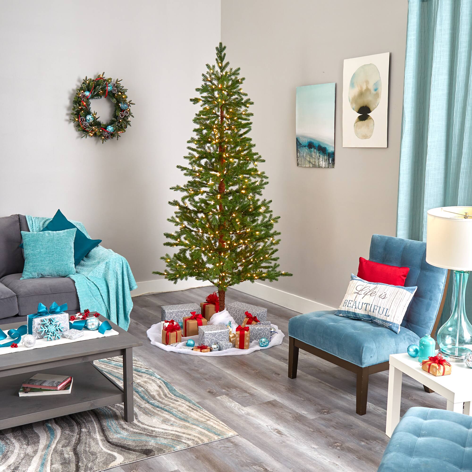 7.5ft. Pre-Lit Fairbanks Fir Artificial Christmas Tree, Clear LED Lights